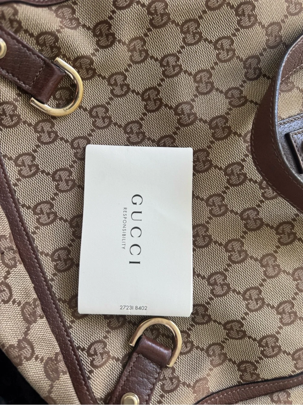 Authentic Gucci Beige and Brown GG Canvas Shoulder Bag